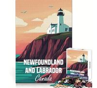 Affiche du Phare de Terre-Neuve-et-Labrador, Puzzle de 1000 pièces pour Adolescents, Jeu d'entraînement cérébral, Loisir Facile, Assemblage d'image, Cadeau élégant (38x52cm)