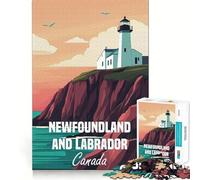 Affiche du Phare de Terre-Neuve-et-Labrador, Puzzle de 1000 pièces pour Adolescents, Jeu d'entraînement cérébral, Loisir Facile, Assemblage d'image, Cadeau élégant (38x52cm)
