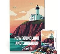 Affiche du Phare de Terre-Neuve-et-Labrador, Puzzle de 1000 pièces pour Adultes, Cadeau pour améliorer la mémoire, Calme et aération, Bords Nets, Cadeau Artistique (38x26cm)