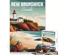 Affiche du Phare du Nouveau-Brunswick, Puzzle de 1000 pièces pour Adultes, Jeu de réflexion et de Partage, Cadeau élégant (38x26cm)