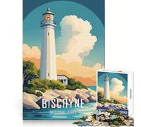 Affiche du Phare du Parc National de Biscayne, Puzzle de 1000 pièces pour Adolescents, Sharp Recall, Serene Escape, Uniform Cut, Parfait pour Noël (50x75cm)
