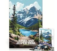 Affiche du Sentier Banff et Jasper, Canada Puzzle de 1000 pièces pour Adultes Un défi Intelligent pour se détendre Cadeau Unique et Parfait (38x52cm)