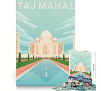 Affiche du Taj Mahal, Inde Puzzle de 1000 pièces pour Adolescents activité relaxante et stimulante pour la mémoire, Assemblage sans Couture, pour Les fêtes (38x52cm)