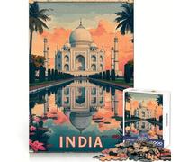 Affiche du Taj Mahal, Inde Puzzle de 1000 pièces pour Adolescents Jeu de logique Stimulant, Relaxant et aux Contours Nets Idée Cadeau d'anniversaire 50x75cm