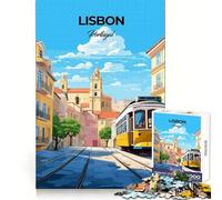 Affiche du Tramway de Lisbonne,Portugal Puzzle de 1000 pièces pour Adolescents,idéal pour développer la logique et la réflexion Un Cadeau saisonnier Amusant et sans Couture (50x75cm)