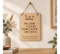 Affiche en Bois Papy - Cadeau Fête des Grands-Pères - Plaque Décorative Gravée Tu es le Meilleur - Décoration Grand-Père - 2 Tailles au Choix