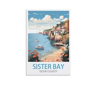 Affiche en étain métallique Plaque Plaques vintage du comté de Sister Bay Door Décoration de plaques Galerie d’affiches rétro Impression murale 30x40CM