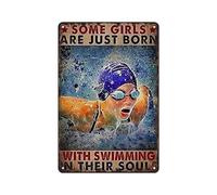 Affiche en métal à suspendre style pop art inspiré du nageur et de l'âme, 20,3 x 30,5 cm