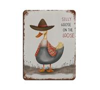 Affiche en métal amusante et amusante d'oie - Décoration murale - 30 x 40 cm