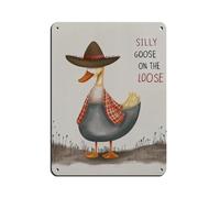 Affiche en métal amusante et amusante d'oie - Décoration murale - 30 x 40 cm