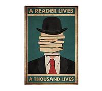 Affiche en métal « I'M Reader Lives A Thousand Lives A Thousand Lives » pour la fête des mères et des pères pour homme et femme - 20,3 x 30,5 cm