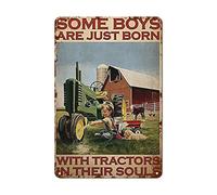 Affiche en métal pour Ranch Boy Tractor Poster en métal « Some Boys Have Tractors When They were Born, », art rétro chic pour garage, pub, cave club, décoration de salle de bain et toilettes 20,3 x