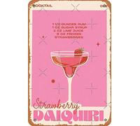 Affiche en métal rétro avec inscription « The Cocktail Strawberry Daiquiri » - 30,5 x 20,3 cm
