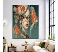 Affiche En Toile Rouge Blanc Fille Poisson Rouge,Décor Artistique Mural Peinture Impression,De Belles Personnes,Décoration Pour Salon,Chambre À Coucher,Cadeau D'Adolescent Sans Cadre 80X120Cm