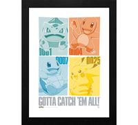 Affiche encadrée Pokemon Pikachu & Démarreurs de Kanto 300 GB EYE