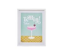 Atmosphera - Affiche encadrée Tchin Tchin - 30 x 40 cm - Bleu clair Bleu clair