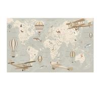 Affiche enfant carte du monde avions - 60x40cm - made in France