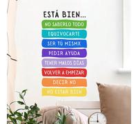 Affiche espagnole "C'est correct de ne pas aller bien", art motivationnel pour enfants, affiches de citations pour la salle de classe, art mural éducatif, autocollants de décoration murale pour la sal