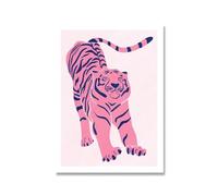 Affiche Et Impression D'Animaux Abstraits Nordiques Le Tigre Rouge Rose Vert Ne Perd Pas Le Sommeil Peinture Sur Toile Images Murales Chambre À Coucher Décoration D'Intérieur A2 40X50Cm Sans Cadre