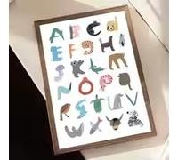 Affiche et impressions ABC des animaux - Décoration murale - Tableau sur toile (50x70cm/cadre) pour bar, salon et maison