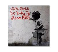 Affiche et Impressions d'art Graffiti Vous n'êtes jamais trop Jeune pour rêver Grand Peinture sur Toile Art Mural pour Salon Décoration d'intérieur - 50 x 50 cm sans Cadre