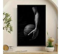 Affiche et impressions de la main d'un joueur de basket-ball en gros plan - Peinture sur toile tenant un ballon - Décoration murale pour salon, chambre (40 x 60 cm, sans cadre)