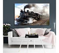 Affiche et impressions de locomotive à vapeur classique Art mural peinture sur toile Trains photos pour salon décor à la maison 30x72 cm sans cadre