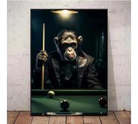 Affiche et impressions de portrait de fumée de singe d'animal mignon de billard de Gangster vintage, peinture sur toile, images d'art mural, décoration de chambre à coucher 40x60 cm sans cadre