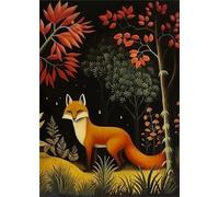 Affiche et impressions de renard dans la forêt tropicale d’Henri Rousseau Illustration murale vintage Tableau d’animaux Peinture sur toile de Henri Rousseau pour la déco intérieure 40x55 cm sans cadre