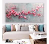 Affiche et impressions modernes de style nordique, peinture sur toile représentant un paysage d'arbre à fleurs rouges, décoration murale pour salon, 60 x 120 cm (24 x 47 pouces), sans cadre