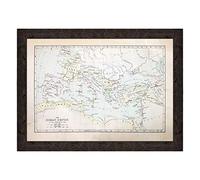 Affiche et Tableau avec Cadre Moderne - Ancienne Carte Empire romain - Rome - Âge apostolique (455) - 70x100cm - Pays Provence Noyer