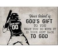 Affiche et toile personnalisées sur le thème du softball : « Ton talent est un don de Dieu », décoration murale personnalisée avec nom et numéro pour une fille, de la part de maman ou papa.