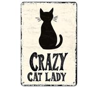 Affiche Étain Folle aux chats plaque Décoration Pub 20x30cm