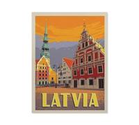 Affiche Europe - Lettonie,1000 Pièces Puzzle en Papier Créatif Éducatif Jigsaw Puzzle Jouet Anti-Stress pour Adultes Enfants Bricolage Jeux Parent-Enfant(50x70cm)-BL77