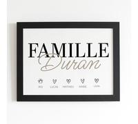 Affiche famille nom et prénoms format paysage - Cadeau personnalisé prénom