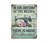Affiche fantaisieFer Peinture machine à coudre et notes de musique Tin Sign, Couture Room Wall Art, Craft Room Decor, Tailor Sewer Gifts Retro Metal Tin Sign Vintage Sign for Home Coffee Wall Decor12x