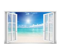 Affiche fenêtre Lagon et Plage de Reve- 60x40cm - made in France