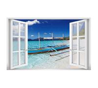 Affiche fenêtre Pirogue Plage Pattaya -Thailande- 60x40cm - made in France