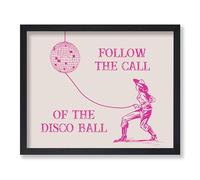 Affiche «Follow The Call Of The Disco Ball», Impression sur Toile Rétro de Cowgirl Rose,Art Western, Art du Far West, Cadeau pour Hommes & Femmes,Décor Chic pour Bar,Club ou Discothèque,sans Cadre