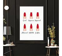 Affiche formes d'ongles mode Affiches murales salon beauté Cadeaux maquillage Affiche guide type d'ongle Affiche Mode Salons d'ongles Toile tableau Salle d'eau Boutique Decoration murale F25067