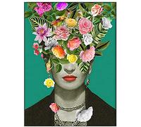 Affiche Frida Kahlo Avec Définition De L'art En Espagnol Femme Moderne Fougère Fleur Fumée Vintage Aquarelle Portrait Toile Impression Photo Image Art Mural, Sans Cadre,Flowers,40x50cm
