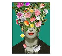 Affiche Frida Kahlo Avec Définition De L'art En Espagnol Moderne Fougère Fleur Fumée Vintage Aquarelle Portrait Toile Impression Photo Art Mural, Sans Cadre,Flowers,50x70cm