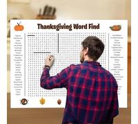 Affiche géante de Mots mêlés de Noël - avec Feutre effaçable, Affiche Murale géante de Mots mêlés for Thanksgiving et Noël, Jeu Mural for Les fêtes de Famille(Tanksgiving)