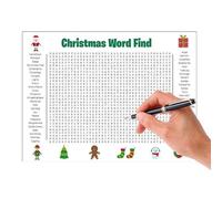 Affiche géante de Recherche de Mots de Noël, Affiche Murale de Recherche de Mots de Noël, Affiches d'expérience Interactive Amusantes, pour garçons Filles Maison Ferme