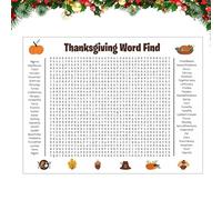 Affiche géante de Recherche de Mots de Thanksgiving, Affiche de Puzzle de Recherche de Mots de Noël Plus Grande Que Nature, activité Interactive de Thanksgiving et de Noël (A*1)