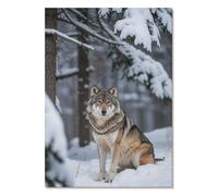 Affiche Hiver 210 x 297 Loup forêt hivernale silence élégance Nature Poster