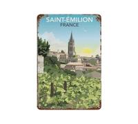 Affiche humoristique de France Saint-éMilion, panneau vintage en métal, affiche de salle de bain, décoration murale d'intérieur (30 x 40 cm)