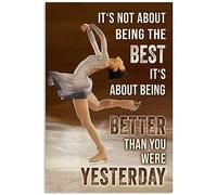 Affiche humoristique en métal patinage artistique avec inscription « It'S Not About Being The Best » - 20,3 x 30,5 cm