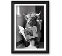 Affiche humoristique pour WC - VETOBIOL - 30x40 cm - Noir et blanc - Sans cadre - Toile - Animal