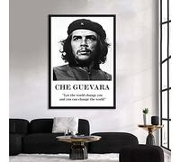 Affiche image 50x70 cm sans cadre portrait noir et blanc des citations de Che Guevara imprimées sur toile. Image d'art de mur de toile de salon